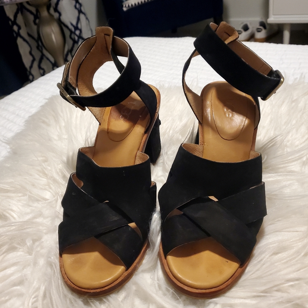 UGG suede strappy sandal  with chunky heel.